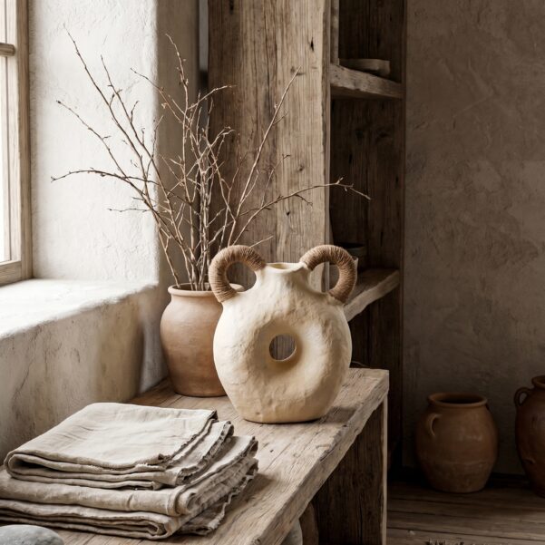 Mickey Domba Artisan Mini Pottery – Handcrafted Clay & Jute Home Decor