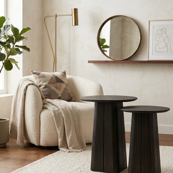 Eloise Set Nesting Side Tables – Minimalist Brutalist Accent Tables