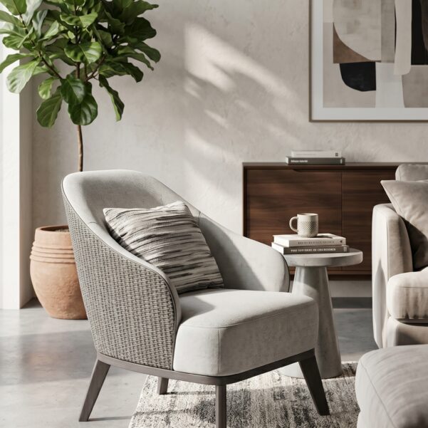 Ashley Oak Armchair – Premium Architectural Bi-Textural Lounge Chair