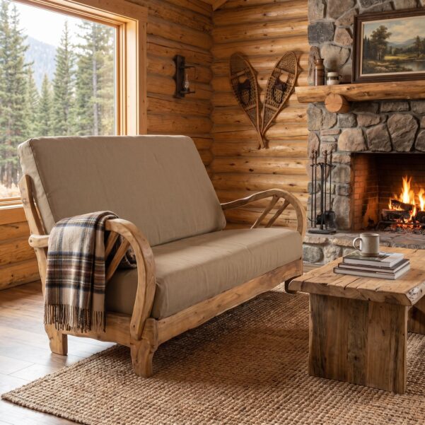 Sedan Double Lounge Sofa – Artisanal Solid Teak Loveseat with Sculptural Curved Armrests