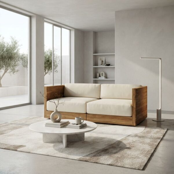 Premium Square Wooden Cube Sectional Sofa – Architectural Minimalist Solid Teak Daybed & Bench