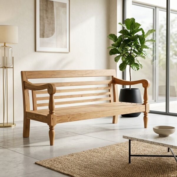 Modern Classic Solid Wood Square Bench Sofa – Artisanal Timber Park Bench & Loveseat