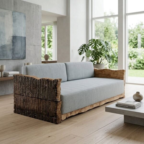 DNA Sofa – Modern Rustic Solid Wood Organic Live Edge Upholstered Daybed